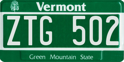 VT license plate ZTG502