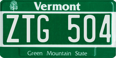 VT license plate ZTG504