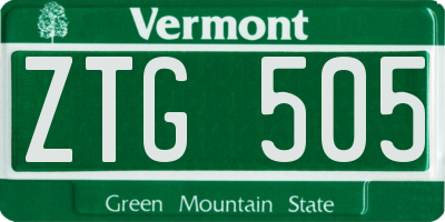 VT license plate ZTG505