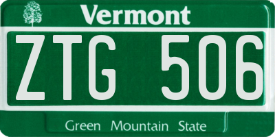 VT license plate ZTG506
