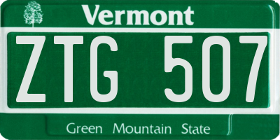 VT license plate ZTG507