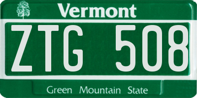 VT license plate ZTG508