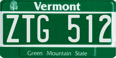 VT license plate ZTG512