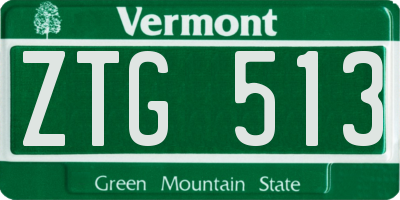 VT license plate ZTG513
