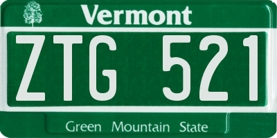 VT license plate ZTG521