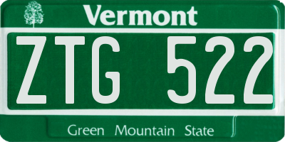 VT license plate ZTG522