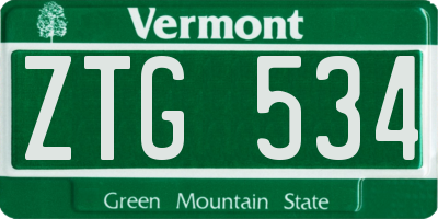 VT license plate ZTG534