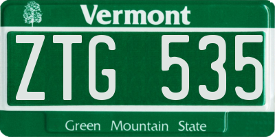VT license plate ZTG535