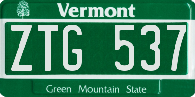 VT license plate ZTG537