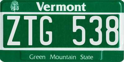 VT license plate ZTG538