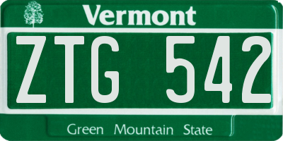 VT license plate ZTG542