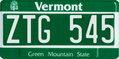 VT license plate ZTG545