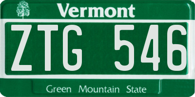 VT license plate ZTG546