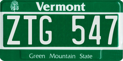 VT license plate ZTG547