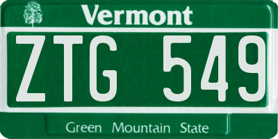 VT license plate ZTG549