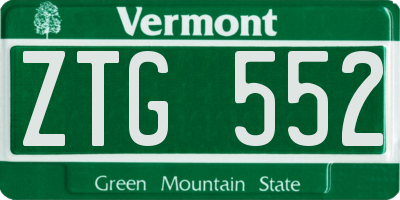 VT license plate ZTG552