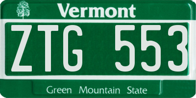 VT license plate ZTG553