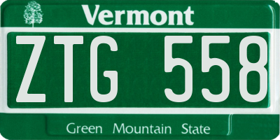 VT license plate ZTG558