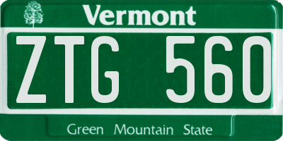 VT license plate ZTG560
