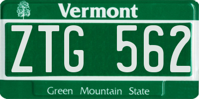 VT license plate ZTG562