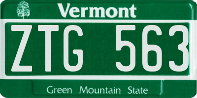 VT license plate ZTG563
