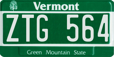 VT license plate ZTG564