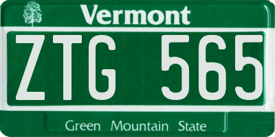 VT license plate ZTG565