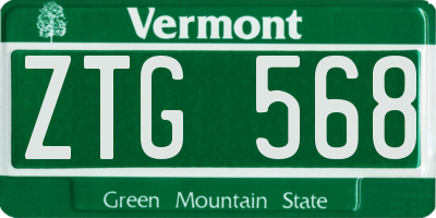 VT license plate ZTG568