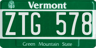 VT license plate ZTG578