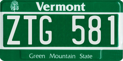 VT license plate ZTG581