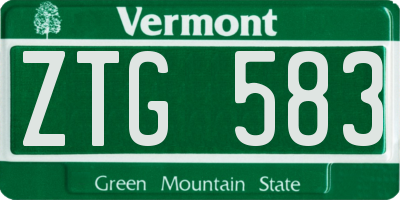 VT license plate ZTG583