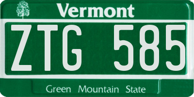 VT license plate ZTG585