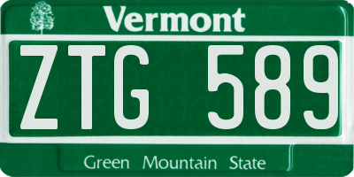 VT license plate ZTG589