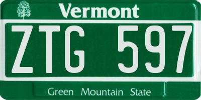VT license plate ZTG597