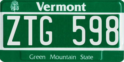VT license plate ZTG598
