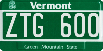 VT license plate ZTG600