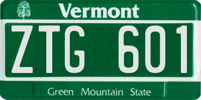 VT license plate ZTG601
