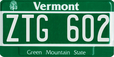 VT license plate ZTG602