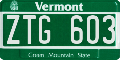VT license plate ZTG603