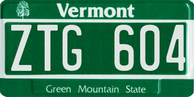 VT license plate ZTG604