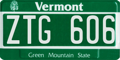 VT license plate ZTG606