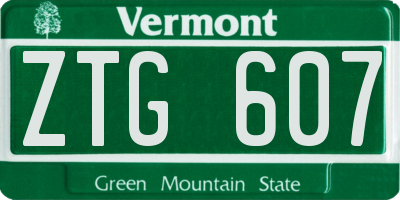 VT license plate ZTG607