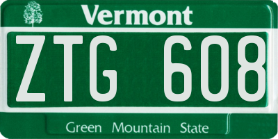 VT license plate ZTG608