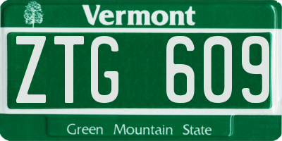 VT license plate ZTG609