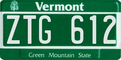 VT license plate ZTG612