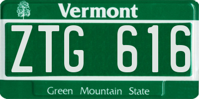 VT license plate ZTG616