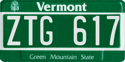 VT license plate ZTG617