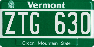 VT license plate ZTG630