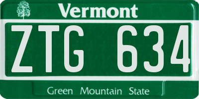 VT license plate ZTG634