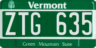 VT license plate ZTG635